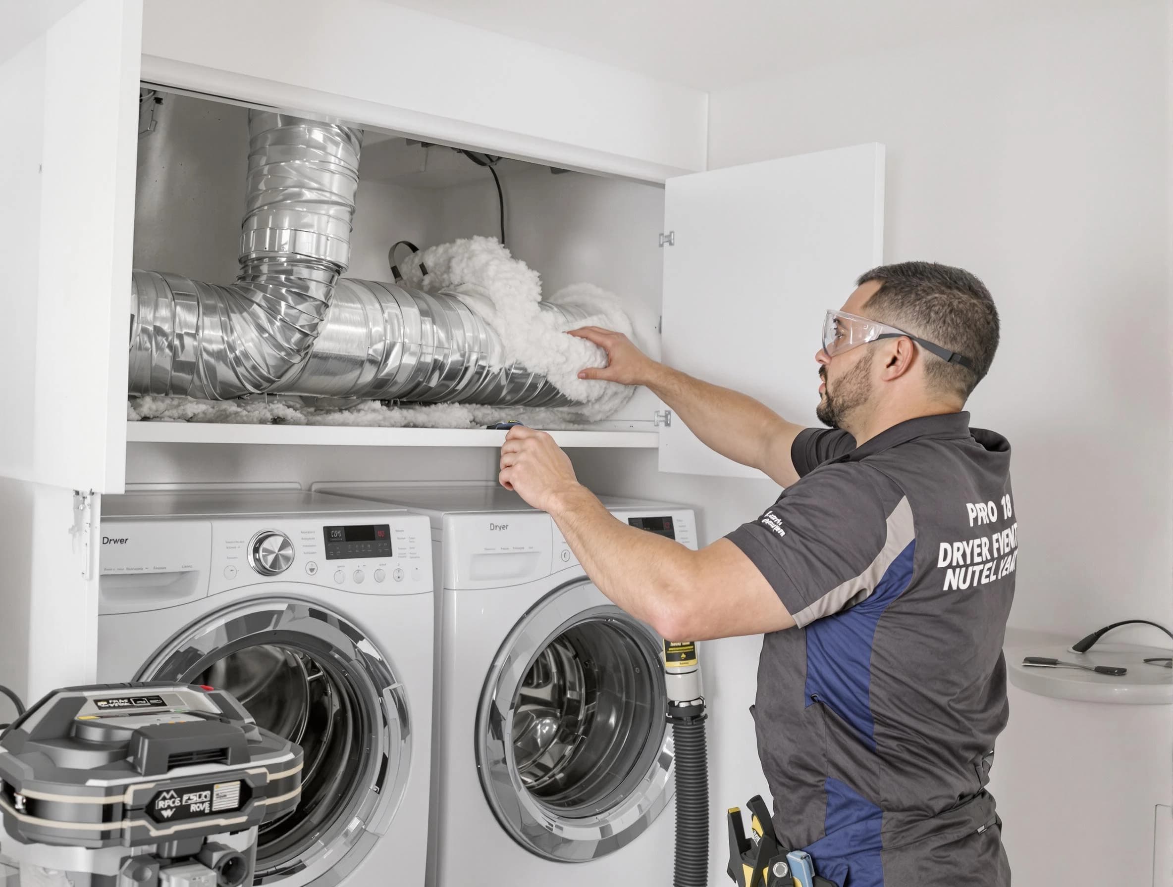 Aurora Dryer Vent Cleaning certified technician performing specialized gas dryer vent cleaning in Aurora