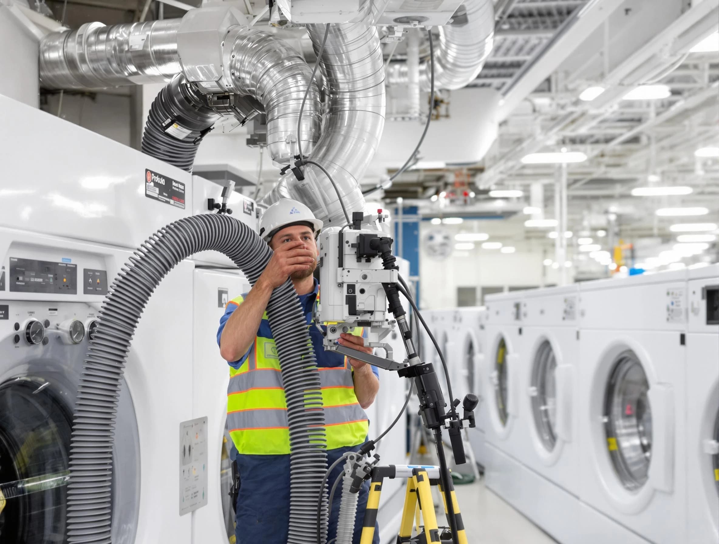 Aurora Dryer Vent Cleaning team performing commercial-grade dryer vent cleaning at a business facility in Aurora